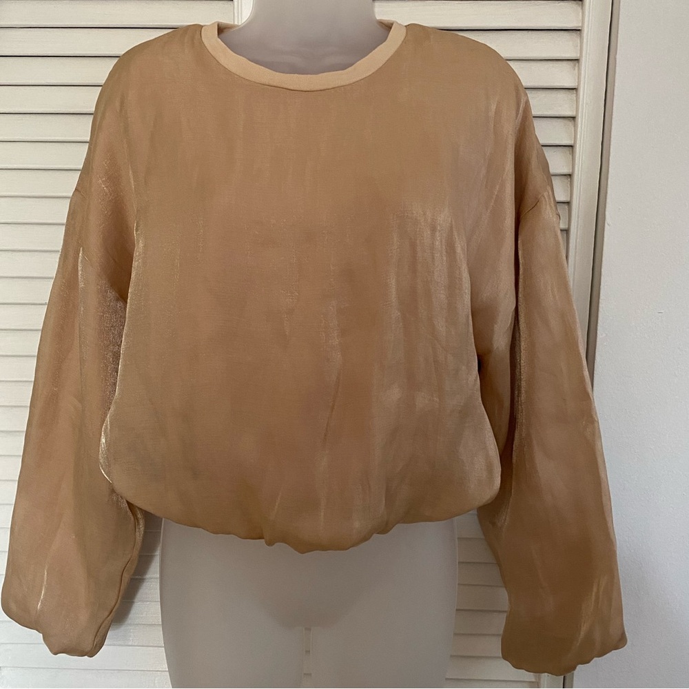 ZARA Gold Organza Sweater Top